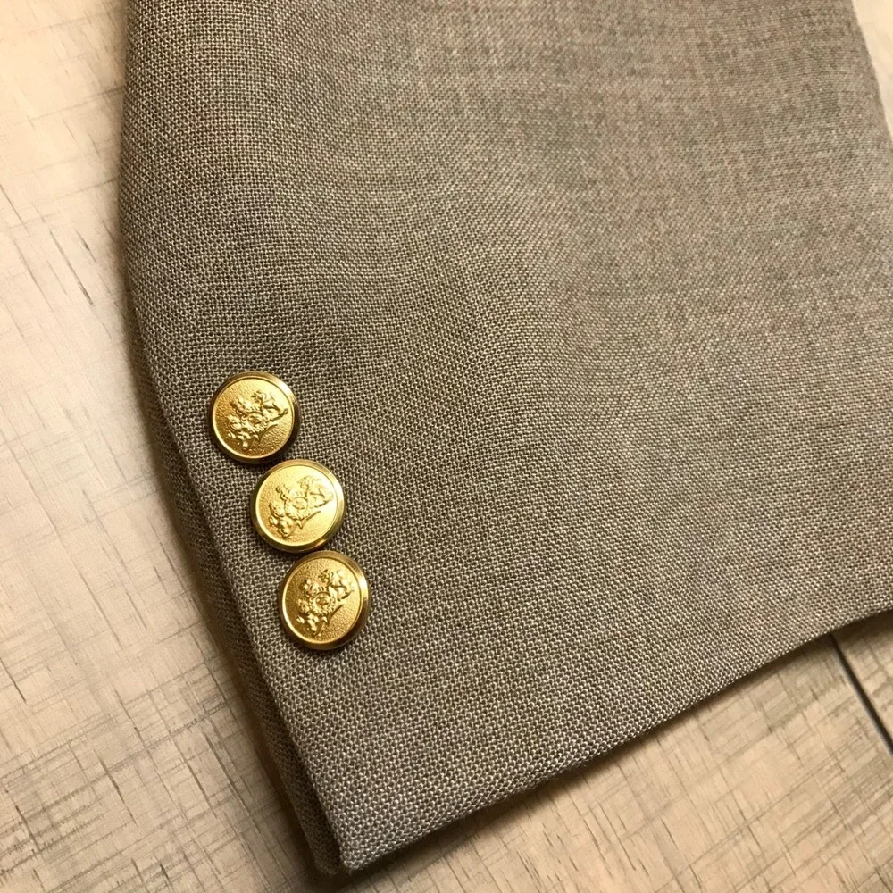 Stafford Hopsack‎ Blazer Mens Size 46L Worsted Wool Blend Brown Sport Coat NEW